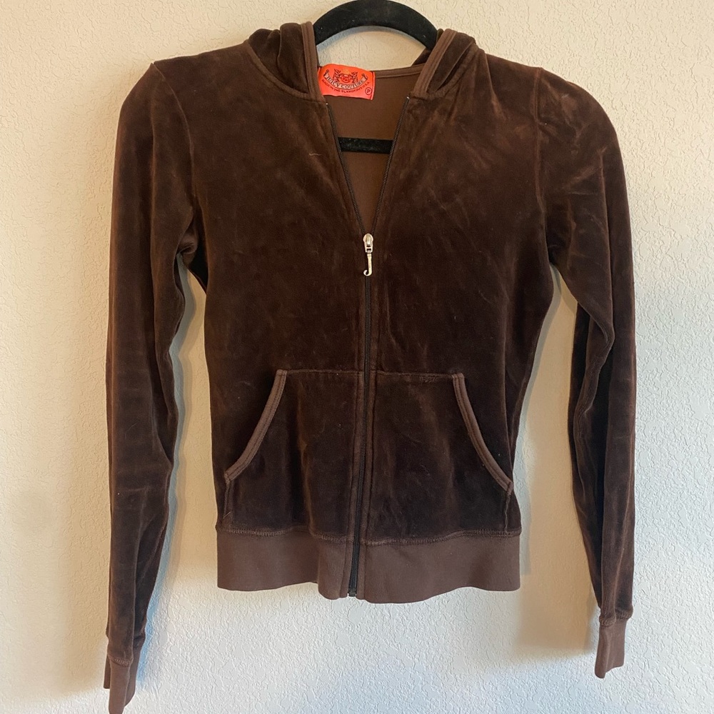 Juicy Couture chocolate velour hoodie size P